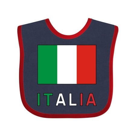 Inktastic Italy Flag & Italia - Black Border Gift Baby Boy or Baby Girl Bib