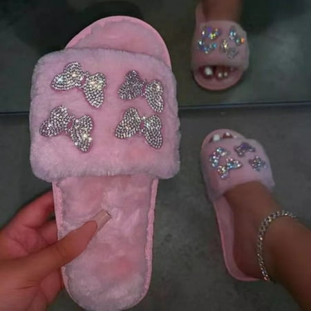 Christmas Women Slippers Open Bow Flat Slip On Furry Shoes Keep Home Rhinestone Plush Winter Warm Toe Women s Slipper
Christmas Women Slippers Open Bow Flat Slip On Furry Shoes Keep Home Rhinestone Plush Winter Warm Toe Women s Slipper