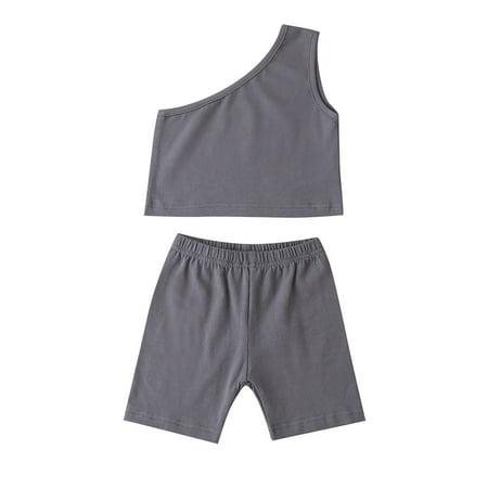 2PCS Solid Outfits Kids Baby Girls Fashion 2-piece Outfit Set One Shoulder Solid Color Tops Shorts Set Stylish Girl Outfit 6M-4Y
2PCS Solid Outfits Kids Baby Girls Fashion 2-piece Outfit Set One Shoulder Solid Color Tops Shorts Set Stylish Girl Outfit 6M-4Y