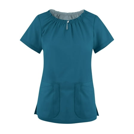 Yubatuo Women Plus Size Scrubs Top with Pockets V-Neck Short Sleeve Printed Work Blouse for Women Royal Blue M
Yubatuo Women Plus Size Scrubs Top with Pockets V-Neck Short Sleeve Printed Work Blouse for Women Royal Blue M