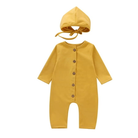 Dadaria Baby Girls Bodysuits 0-12M Newborn Infant Baby Boys Girls Solid Single Breasted Romper Jumpsuit+Hat Outfits Yellow 70 Boys Girls
Dadaria Baby Girls Bodysuits 0-12M Newborn Infant Baby Boys Girls Solid Single Breasted Romper Jumpsuit+Hat Outfits Yellow 70 Boys Girls