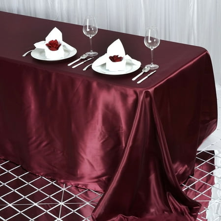 BalsaCircle 90 x 132 Satin Rectangular Tablecloth Burgundy