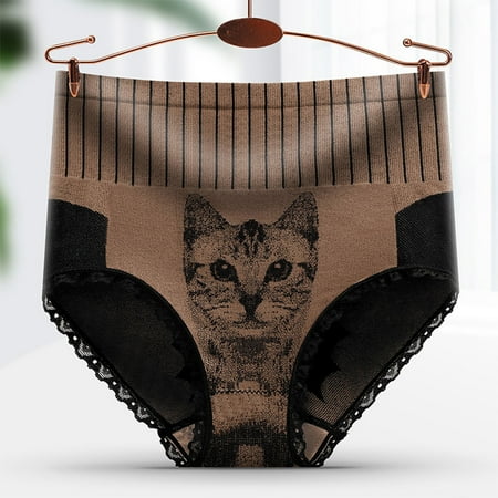 Ruziyoog Womens Underwear Lingerie Ladies Hipster Panty High Waist Stretch Briefs Brown XL
