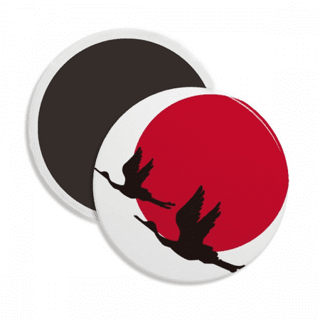 Japan Red Black Flying Geese Round Ceracs Fridge Magnet Keepsake Decoration