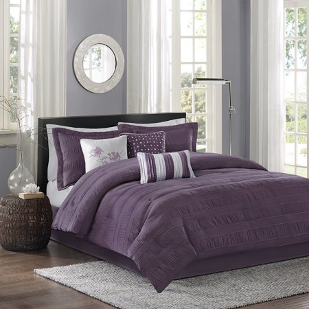 Madison Park Hampton 7 Piece Comforter Set, California King, Plum