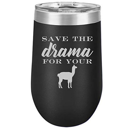 16 oz Double Wall Vacuum Insulated Stainless Steel Stemless Wine Tumbler Glass Coffee Travel Mug With Lid Save The Drama For Your Llama (Black)
16 oz Double Wall Vacuum Insulated Stainless Steel Stemless Wine Tumbler Glass Coffee Travel Mug With Lid Save The Drama For Your Llama (Black)