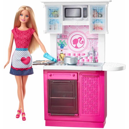 Barbie Doll and Kitchen Set