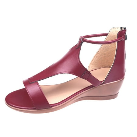 Tangnade Ladies daily all-match casual shoes Summer Womens Open Toe Platform Casual Shoes Solid Color Zipper Wedges Sandals Wine 42
Tangnade Ladies daily all-match casual shoes Summer Womens Open Toe Platform Casual Shoes Solid Color Zipper Wedges Sandals Wine 42