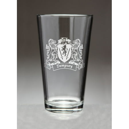 Dempsey Irish Coat of Arms Lions Pint Glasses (Sand Etched)