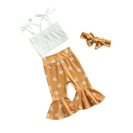 Baby Outfits Tank Tops with Floral and Rainbow Flared Trousers and Headband
Baby Outfits Tank Tops with Floral and Rainbow Flared Trousers and Headband