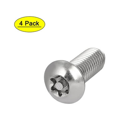 Uxcell M10x25mm 304 Stainless Steel Button Head Torx Security Machine Screws (4-pack)