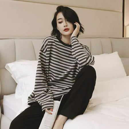 CoCopeaunt Pajamas for Teen Girls Striped Solid Color Loungewear Soft and Loose Home Clothes Bedroom Set Pyjamas Pijamas Autumn Gray
CoCopeaunt Pajamas for Teen Girls Striped Solid Color Loungewear Soft and Loose Home Clothes Bedroom Set Pyjamas Pijamas Autumn Gray