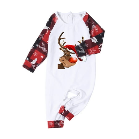 

Honeeladyy Christmas Family Pajamas Parent-child Attire Christmas Suits Patchwork Plaid Printed Homewear Round Neck Long Sleeve Pajamas Two-piece Baby Sets Clearance under 5$