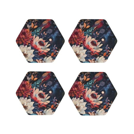 Fuzoiu Colorful Flower Peacock Print Leather Coasters Set Drink Coasters Set of 4 for Tabletop Protection Durable PVC Coasters Home Décor and Housewarming Gift-Hexagon
Fuzoiu Colorful Flower Peacock Print Leather Coasters Set Drink Coasters Set of 4 for Tabletop Protection Durable PVC Coasters Home Décor and Housewarming Gift-Hexagon