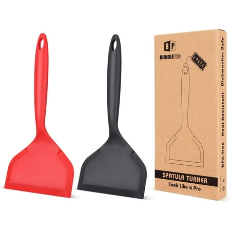 Bundlepro 2 Pack Wide Silicone Spatula Pancake Shovel with Short Handle Fried Turner Black + Red
Bundlepro 2 Pack Wide Silicone Spatula Pancake Shovel with Short Handle Fried Turner Black + Red
