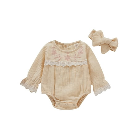 elfinBE Newborn Baby Infant Girl Solid Long Sleeve One-Piece Embroidered Romper And Hairband Two-pieces Outfits Set 0-12M
elfinBE Newborn Baby Infant Girl Solid Long Sleeve One-Piece Embroidered Romper And Hairband Two-pieces Outfits Set 0-12M