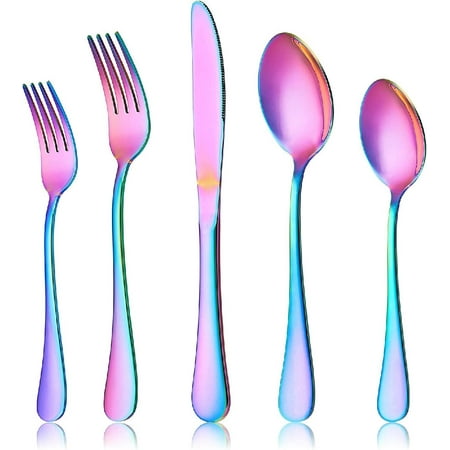 Rainbow Flatware Cutlery Set 20 Piece Stainless Steel Colorful Silverware Set for 4 Tableware Eating Utensils Mirror Finish Dishwasher Safe
Rainbow Flatware Cutlery Set 20 Piece Stainless Steel Colorful Silverware Set for 4 Tableware Eating Utensils Mirror Finish Dishwasher Safe