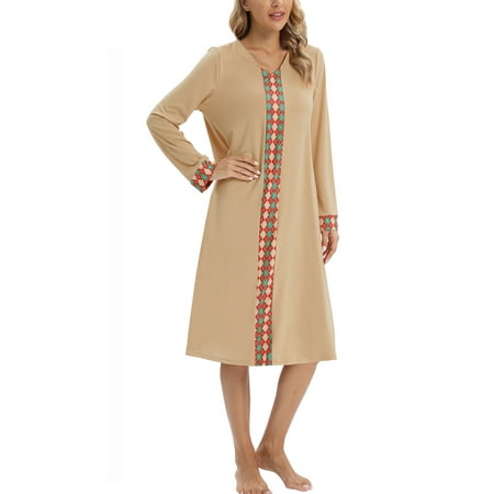 Baywell Long Sleeve Nightgowns for Women V-Neck Loungewear Plaid Patchwork Christmas Sleepwear Soft Long Nightshirts Sleep Gowns L/US 10Khaki
Baywell Long Sleeve Nightgowns for Women V-Neck Loungewear Plaid Patchwork Christmas Sleepwear Soft Long Nightshirts Sleep Gowns L/US 10Khaki