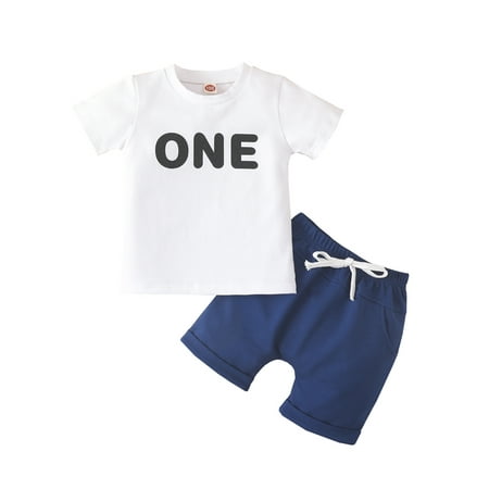 xkwyshop Newborn Baby Boy ONE Letter Print Short Sleeve T-shirt Tops + Solid Crimped Shorts Summer Outfits Set Navy Blue
xkwyshop Newborn Baby Boy ONE Letter Print Short Sleeve T-shirt Tops + Solid Crimped Shorts Summer Outfits Set Navy Blue