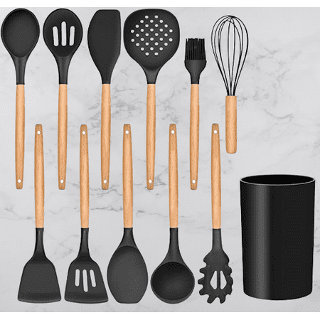 12-Piece Kitchen Silicone Cooking Utensils Set with Holder Stainless Steel Kitchen Utensils Set(black)
12-Piece Kitchen Silicone Cooking Utensils Set with Holder Stainless Steel Kitchen Utensils Set(black)
