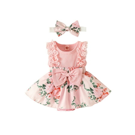 elfinBE Newborn Baby Infant Girl Lace Bowknot Flying Sleeve Print Romper And Hairband Two-pieces Outfits Set 0-12M
elfinBE Newborn Baby Infant Girl Lace Bowknot Flying Sleeve Print Romper And Hairband Two-pieces Outfits Set 0-12M