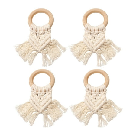 4Pcs Woven Handmade Napkin Ring Creative Napkin Holder Tablecloth Decor