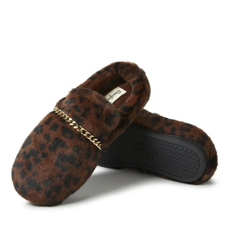Dearfoams Women s Marla Furry Chain Mule Slippers