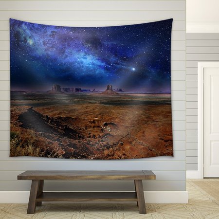 wall26 - Starry Night Sky Over The Monument Valley - Fabric Wall Tapestry Home Decor - 51x60 inches