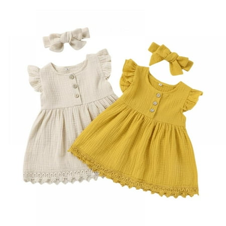 URMAGIC Infant Baby Girls Cotton Ruffle Princess Flutter Sleeve Dress With Bow Headband 0-3Years 2pcs set
URMAGIC Infant Baby Girls Cotton Ruffle Princess Flutter Sleeve Dress With Bow Headband 0-3Years 2pcs set