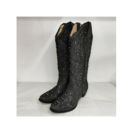 Rockomi Womens Rhinestone Western Cowgirl Boots Block Heels Mid Calf Boot Walking Floral Chunky Heel Cowboy Boots Black 7
Rockomi Womens Rhinestone Western Cowgirl Boots Block Heels Mid Calf Boot Walking Floral Chunky Heel Cowboy Boots Black 7