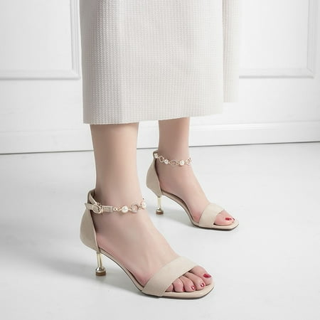 Duretiony Women Shoes Single Band Buckle Ankle Strap Thin Heel Sandal for Spring Summer New