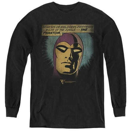 Phantom & Evildoers Beware-Youth Long Sleeve Tee, Black - Small