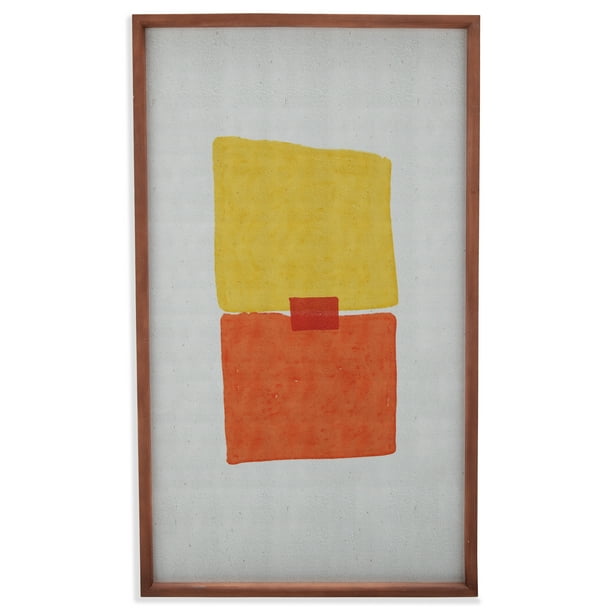 Ojai Orange Abstract Wood I 22"x38" Frame by Drew Barrymore Flower Home