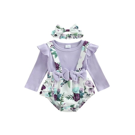 Diconna Newborn Baby Girl Floral Romper Ruffle Long Sleeve Bodysuit Onesie Dress with Headband Fall Winter Outfit Purple 0-3 Months
Diconna Newborn Baby Girl Floral Romper Ruffle Long Sleeve Bodysuit Onesie Dress with Headband Fall Winter Outfit Purple 0-3 Months