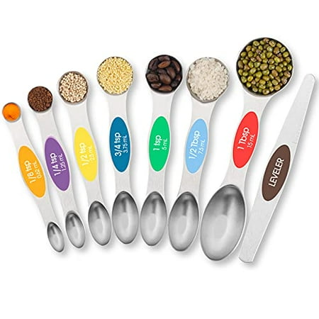 TEMEISI Magnetic Measuring Spoons Set Dual Sided Stainless Steel Measuring Spoons Fits in Spice Jars Stackable Teaspoon for Measuring Dry and Liquid Ingredients - Set of 8.
TEMEISI Magnetic Measuring Spoons Set Dual Sided Stainless Steel Measuring Spoons Fits in Spice Jars Stackable Teaspoon for Measuring Dry and Liquid Ingredients - Set of 8.