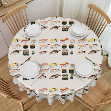 Tablecloth Kawaii Sushi Table Cloth For Circular Tables Waterproof Resistant Picnic Table Covers For Kitchen Dining/Party 
Tablecloth Kawaii Sushi Table Cloth For Circular Tables Waterproof Resistant Picnic Table Covers For Kitchen Dining/Party