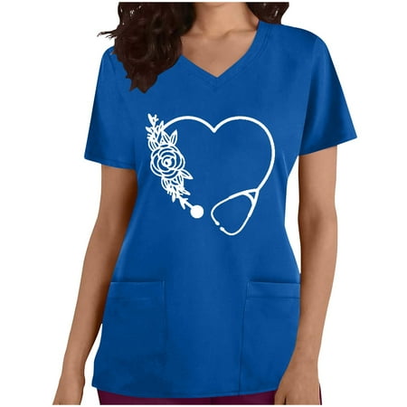 Scyoekwg Scrubs Tops for Women Clearance Heart Print Graphic Tee Casual Working Unifor m V-Neck Short Sleeve Tunic Tops Summer Tops Loose Fit Tees Tops Dark Blue S
Scyoekwg Scrubs Tops for Women Clearance Heart Print Graphic Tee Casual Working Unifor m V-Neck Short Sleeve Tunic Tops Summer Tops Loose Fit Tees Tops Dark Blue S
