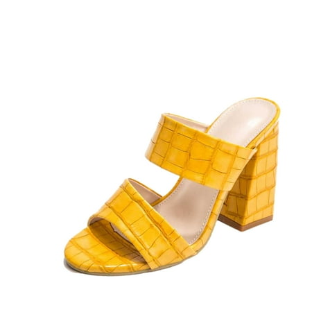 Lyinloo Women s New Summer Fashion High Heels Thick Heel Sandals And Slippers Yellow 40
Lyinloo Women s New Summer Fashion High Heels Thick Heel Sandals And Slippers Yellow 40