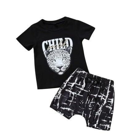 Fesfesfes Toddler Baby Boys Leopard Print Short-sleeved Black White Shorts Summer Suit
Fesfesfes Toddler Baby Boys Leopard Print Short-sleeved Black White Shorts Summer Suit