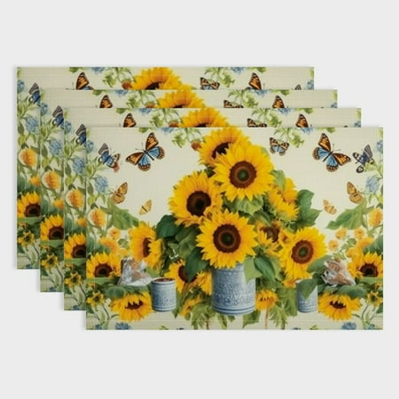Autua Sunflower Linen Placemats Set of 4 Summer Floral Black and White Checked Plaid Table Mat Heat-Resistant Washable Wipeable Place Mat for Party Kitchen Dining Home Decor 18x12in
Autua Sunflower Linen Placemats Set of 4 Summer Floral Black and White Checked Plaid Table Mat Heat-Resistant Washable Wipeable Place Mat for Party Kitchen Dining Home Decor 18x12in