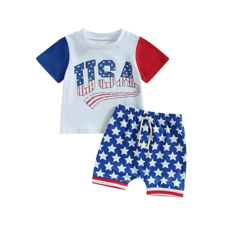 4th of July Toddler Baby Boys Clothes USA Print Short Sleeve T-Shirts Stars Shorts Set Summer Independence Day Outfits
4th of July Toddler Baby Boys Clothes USA Print Short Sleeve T-Shirts Stars Shorts Set Summer Independence Day Outfits