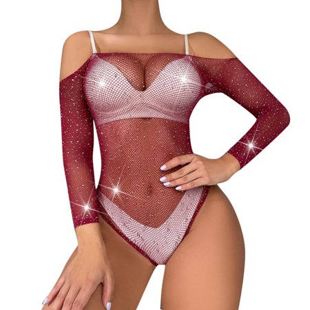 Lingerie For Women Solid Drilling Siamese Fishnet Bodysuit Rhinestone Mesh Onesie Jumpsuit Underwear Women Seamless
Lingerie For Women Solid Drilling Siamese Fishnet Bodysuit Rhinestone Mesh Onesie Jumpsuit Underwear Women Seamless