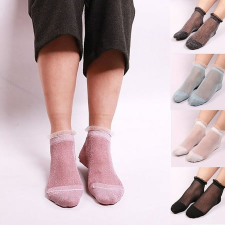 5 Pairs Summer Spring AutumnWomen Ladies Sheer Silky Glitter Transparent Lace Ankle Socks Gift Black
5 Pairs Summer Spring AutumnWomen Ladies Sheer Silky Glitter Transparent Lace Ankle Socks Gift Black