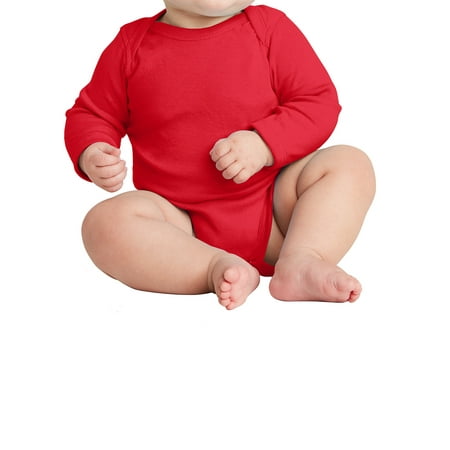 Mafoose Infant Long Sleeve Baby Rib Bodysuit Red 6M