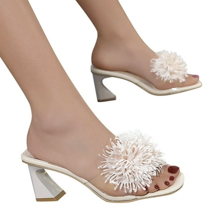 NEGJ Sandals For Women Ladies Heel High Heel Fish Mouth Sandals