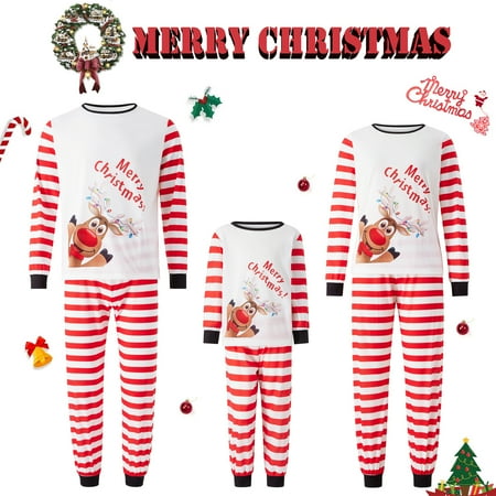 Merry Christmas Family Matching Pajamas Sets Elk Print Tops Striped Pants Xmas Holiday Sleepwear Loungewear Jammies Pjs Outfit
Merry Christmas Family Matching Pajamas Sets Elk Print Tops Striped Pants Xmas Holiday Sleepwear Loungewear Jammies Pjs Outfit