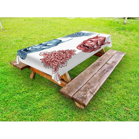 Kabuki Mask Outdoor Tablecloth Different Colored Masks of Japanese Demoness Figures Ornate Flowers Art Decorative Washable Fabric Picnic Tablecloth 58 X 104 Inches Blue Red White by Ambesonne
Kabuki Mask Outdoor Tablecloth Different Colored Masks of Japanese Demoness Figures Ornate Flowers Art Decorative Washable Fabric Picnic Tablecloth 58 X 104 Inches Blue Red White by Ambesonne