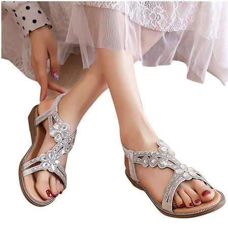Lyinloo Women Bohemian Flat Sandals Beach With Diamonds Low Heel Strap Diamonds Sandals White 36
Lyinloo Women Bohemian Flat Sandals Beach With Diamonds Low Heel Strap Diamonds Sandals White 36