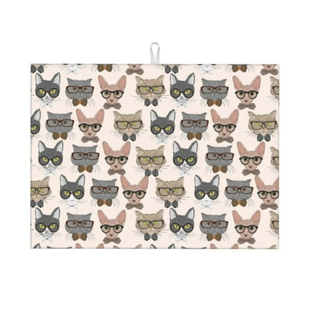 Dish Drying Mats for Kitchen Counter - Glasses Cornish Rex Cute Cat 18x24in Dish Drying Pad Coffee Mat with Hanging Loop Super Absorbent Kitchen Counter Mat Coffee Bar Accessories
Dish Drying Mats for Kitchen Counter - Glasses Cornish Rex Cute Cat 18x24in Dish Drying Pad Coffee Mat with Hanging Loop Super Absorbent Kitchen Counter Mat Coffee Bar Accessories