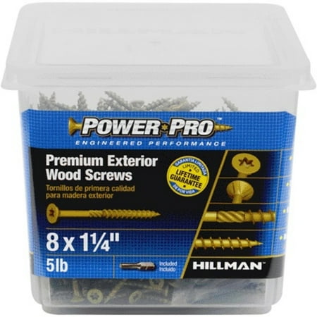 Hillman 48605 8 x 1.25 in. T-20 Power Pro Premium Exterior Wood Screw Bronze - 5 lbs Per Box
Hillman 48605 8 x 1.25 in. T-20 Power Pro Premium Exterior Wood Screw Bronze - 5 lbs Per Box